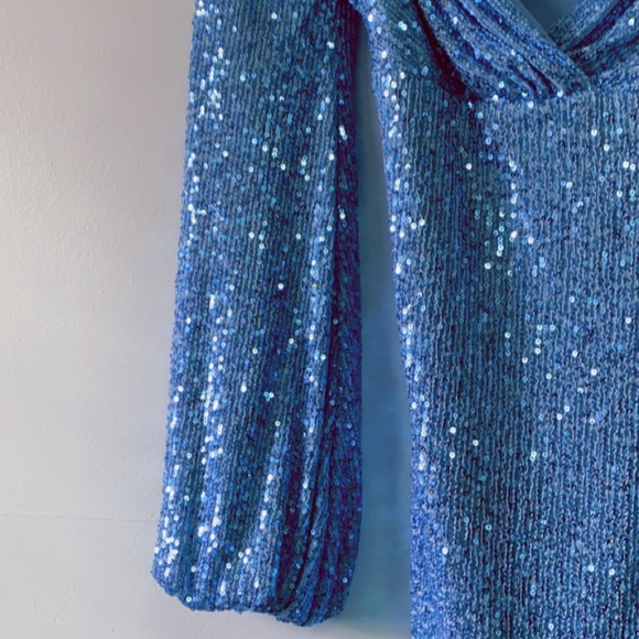 🔴SOLD🔴FashionNova mini blue sequins dress ✨❄️ - Picture 4 of 6